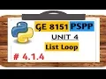 GE 8151 PSPP NOTES 4 1 4 List Loops