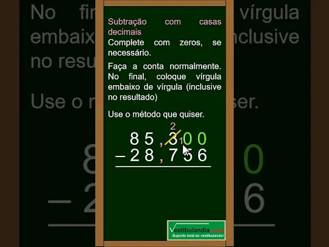 Subtração ou Conta de Menos com vírgula - Resumão Vestibulandia