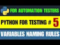 Python for Testers Variables Naming Rules