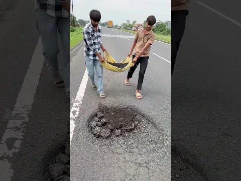 Repair very dangerous pothole in highway #roadrepair #helping
