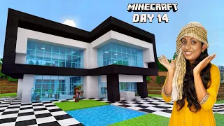 minecraft day 14 finally completed my modern dream house 