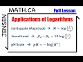 Applications of Logarithms full lesson grade 12 MHF4U jensenmath ca