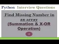 FIND MISSING NUMBER IN AN ARRAY IN PYTHON