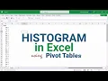 Histogram in Excel using Pivot Tables Frequency Distribution Quantitative raw data