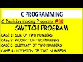 Arithmetic Operations using Switch Statement in C Decision making programs switch in c