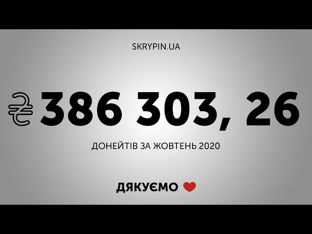 Скрипін звітує по донейтах і прибутках - скільки передано фонду Повернись Живим | Жовтень 2020 