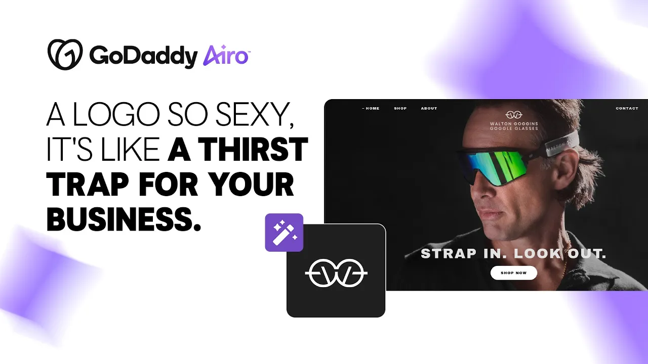GoDaddy — GoDaddy Airo — Logo Creation for Walton Goggins Goggle Glasses (YouTube video ad)