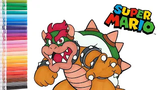 Super Mario Brothers Bowser Coloring Book Page
