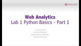 Web Analytics LAB 1 Basic Python Programming