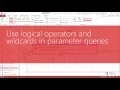 Chap 09 02 Use logical operators and wildcards in parameter queries