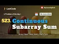 523 Continuous Subarray Sum using Java Leetcode 08 June 2024 Array Hash Table Math Java