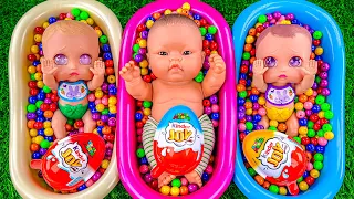 3 Minutes Satisfying Video | Mixing Funny Candy ASMR & Make Up in 3 Bathtubs with Magic M&M's Slime