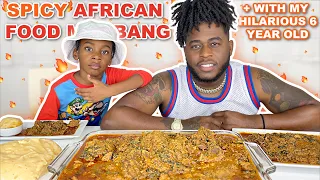 EATING AFRICAN FOOD WITH ROYAL | FAMILY MUKBANG | FUFU, EGUSI SOUP | BEEF & CHICKEN | NAVEEN & SHENA