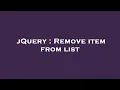 jQuery Remove item from list