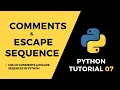 Tutorial Comments and Escape Sequences