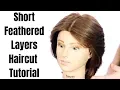 Short Feathered Layers Haircut Tutorial - TheSalonGuy