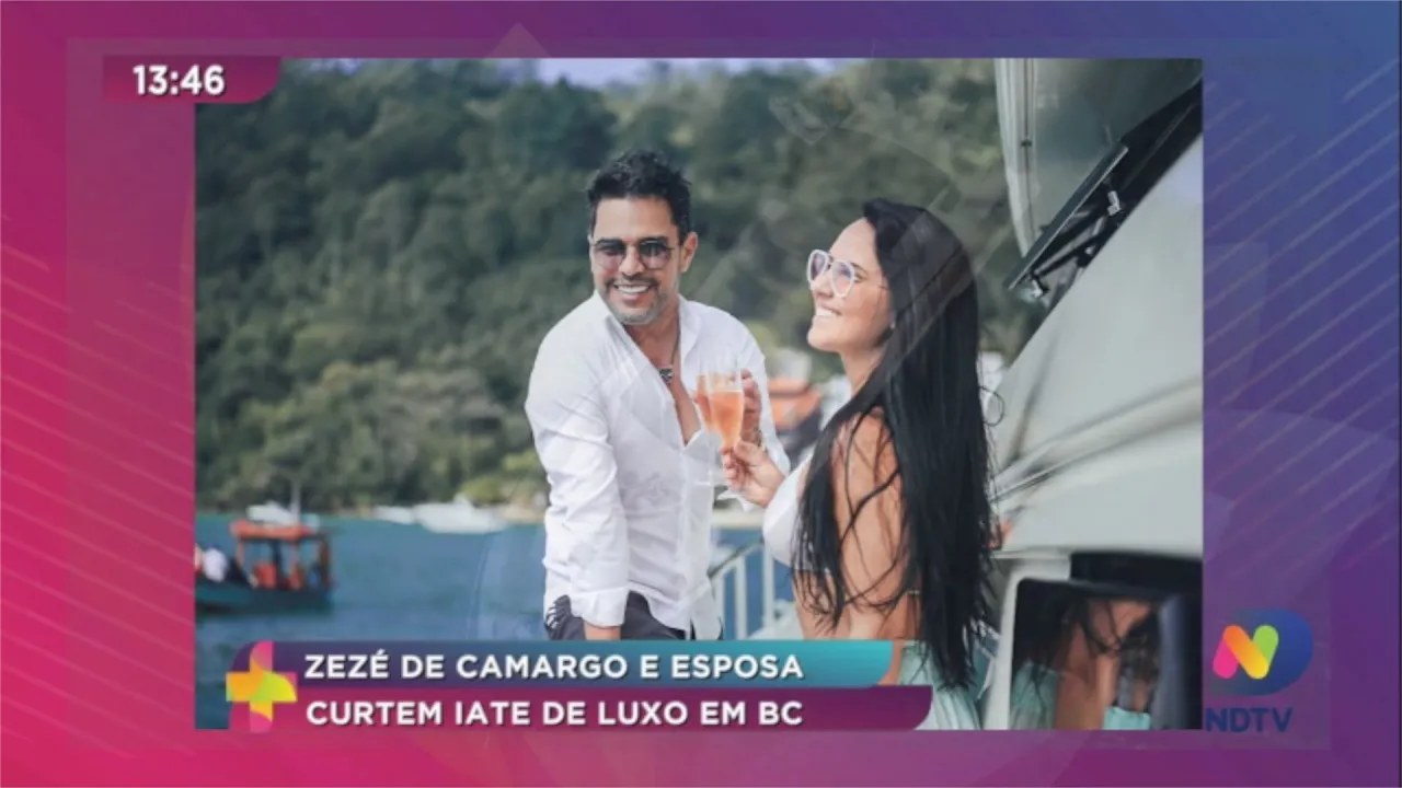 Zezé de Camargo e esposa curtem iate de luxo em Balneário Camboriú