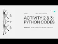 ACTIVITY - PYTHON PROBLEM CODES