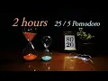 2h Pomodoro Technique 4 x 25 min - Study Timer with piano music in the breaks ASMR hourglass sand