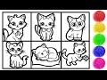 How to draw Cute Cat for kids - CATS drawing and coloring page