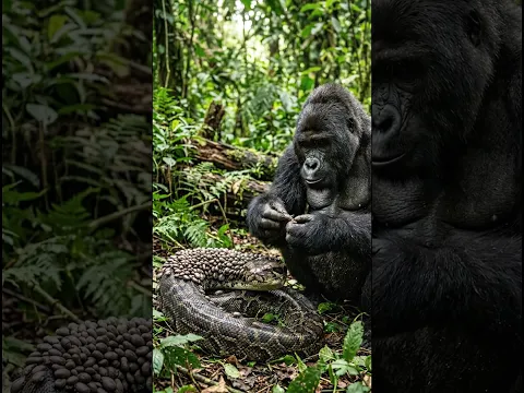 💥 ¡Rescate en Vivo! Gorila Desparasita Pitón #animallife #wildlife #animals #viral #wildliferescue