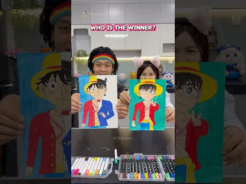 Conan mix Luffy 🤔 Who is the winer? 🎨🏆🔥 #shorts #drawing #conan #luffy #onepiece