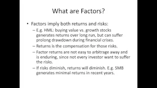 Factor Models In Practice Chan