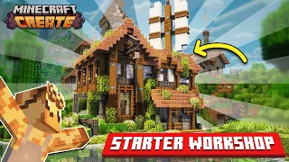 I Built the PERFECT Starter Workshop in Minecraft Create Mod