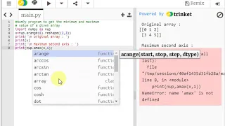 Python NumPy program to get the minimum and maximum array