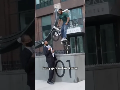 Rusty gets instant karma after jumping over security guard 👮‍♂️ #bmx