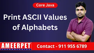 Program to display ASCII values from A to Z Ameerpet Technologies By Srinivas