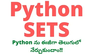 Python Sets in Telugu SET in Python Python in Telugu Python SET Python SETS