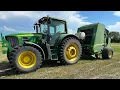 Raking and Round Baling Hay John Deere 568