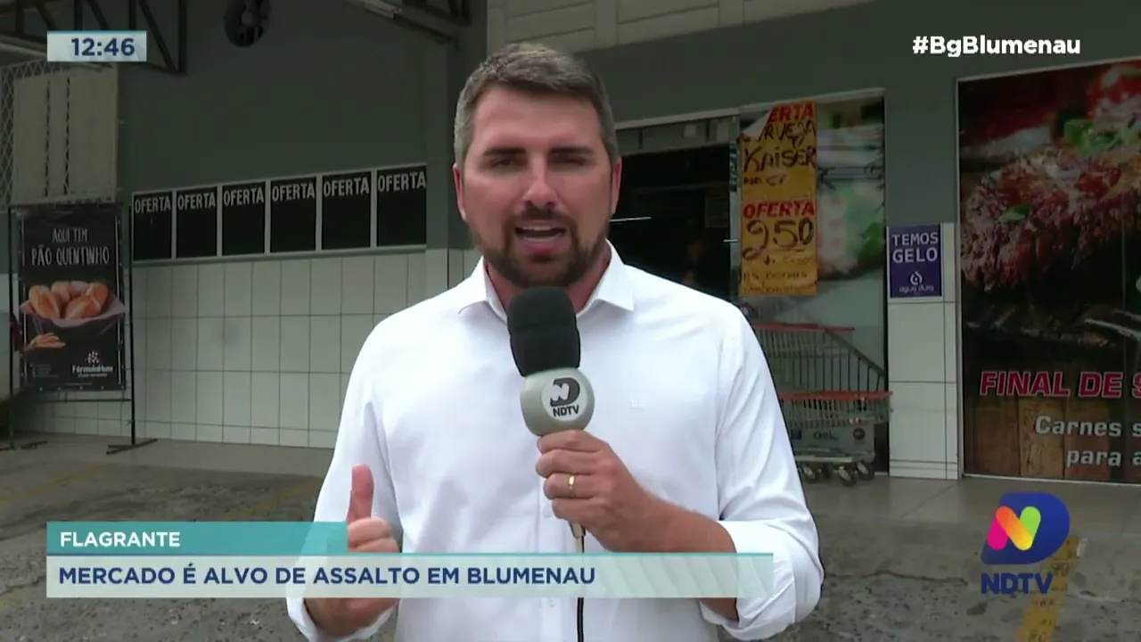 Flagrante: mercado é alvo de assalto em Blumenau