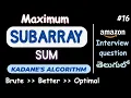 Maximum Subarray sum Kadane s Algorithm Leetcode in java in telugu Dsa in telugu Amazon interview