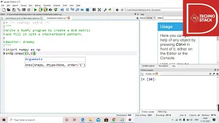 Creating 8 8 checker board pattern using NUMPY