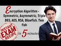 Encryption Algorithm in Cryptography - symmetric Asymmetric Triple DES AES RSA Blowfish Two fish