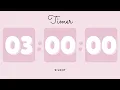🌸 3 Hours Silent Timer with Cute Ending Alarm | Pastel Pink Timer