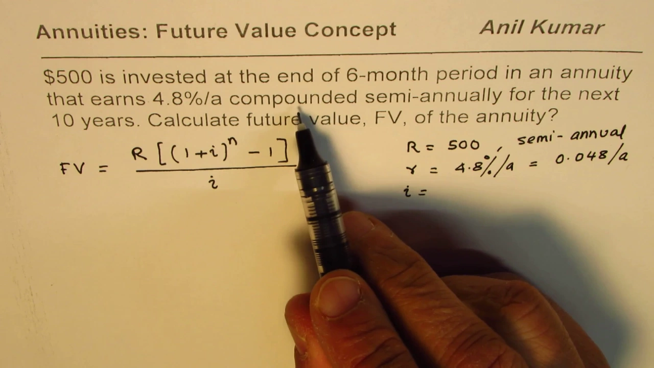 Calculer la valeur future des fonctions discrètes d'annuité semi-annuelle.