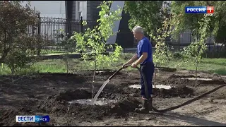 В Омске у нового Кадетского корпуса завершаются работы по благоустройству территории