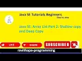 Java SE ArrayList Part 2 Shallow Copy Deep Copy