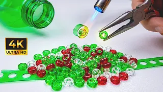 DIY Plastic Bottle Shiny Seed Beads 🌈 A Mesmerizing Technique for Creating Colorful Jewelry ♻️
