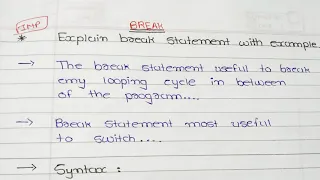 Explain Break Statement With Example In Hindi