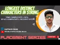 LongestDistinctCharactersInString String Java GFG PlacementPreparationSeries FullExplanationWithCode