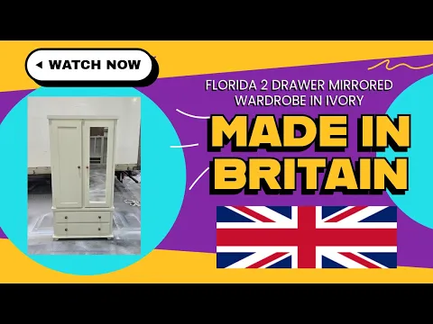Product video preview for Handmade in the UK Mirrored 2 Drawer Wardrobe - Galaxy Door - Florida Ivory (Made to Measure)