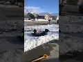 Big snow hill ridding on trash bag
