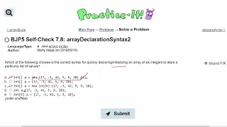 Java Practice It Self-Check 7 8 arrayDeclarationSyntax2 arrays syntax array basics