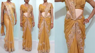 Designer saree draping  tutorial for beginners | bollywood style saree draping step by step 