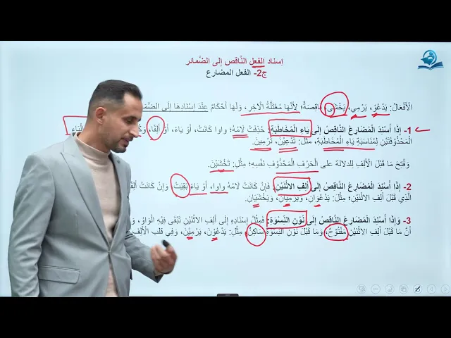 ⁣الدرس (10) اسناد الفعل الناقص الى الضمائر الفعل المضارع - للصف الرابع الاعدادي 2026