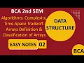 BCA Algorithms Complexity Time-Space Trade off Arrays Definition Classification of Arrays